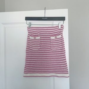 Authentic 21 Chanel Knit Purple and White Stripes Mini Skirt
